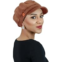 Corduroy Newsboy Cap Adjustable Chemo Hat Soft Lining Vintage Style Women main image 2