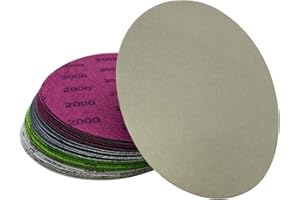 AutKerige 6 Inch Wet Dry Sandpaper, 40 PCS Assorted Grit Sanding Disc (1000/2000/3000/5000) with Premium Silicon Carbide, Hook and Loop Polish Sandpaper for Auto, Wood or Metal Polishing and Sanding