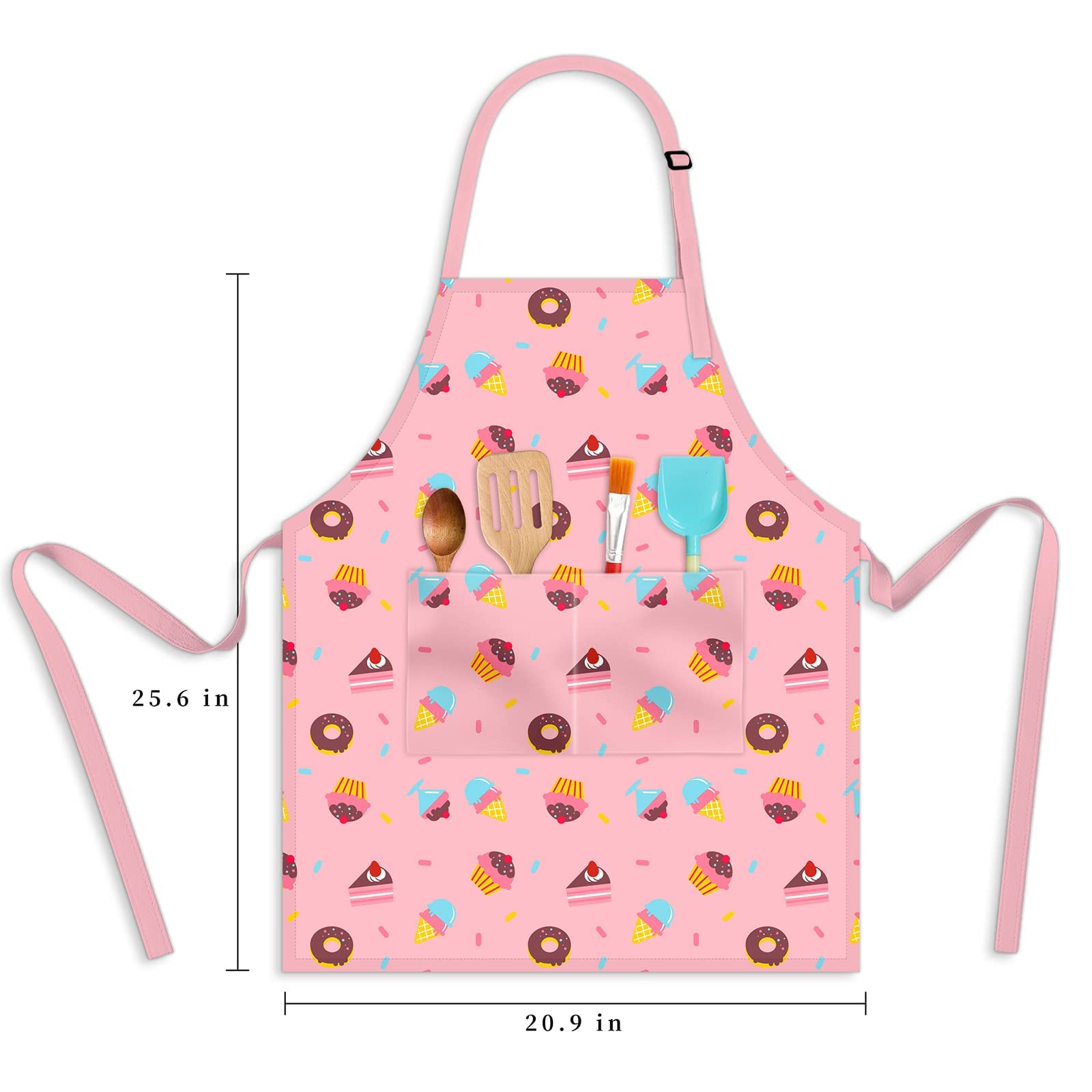 Kids Aprons for Girls Toddler Aprons with Pockets for Kids Cooking Baking Painting Crafting Art Gardening Adjustable