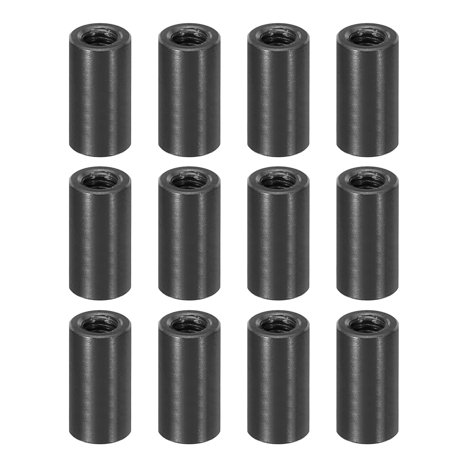 PATIKIL 12pcs M3 Metal Threaded Standoff Spacer Nuts, Round Aluminum Spacers Female Coupling Screws, 1/8" ID x 3/16" OD, Black, (12mm L) โ image 1
