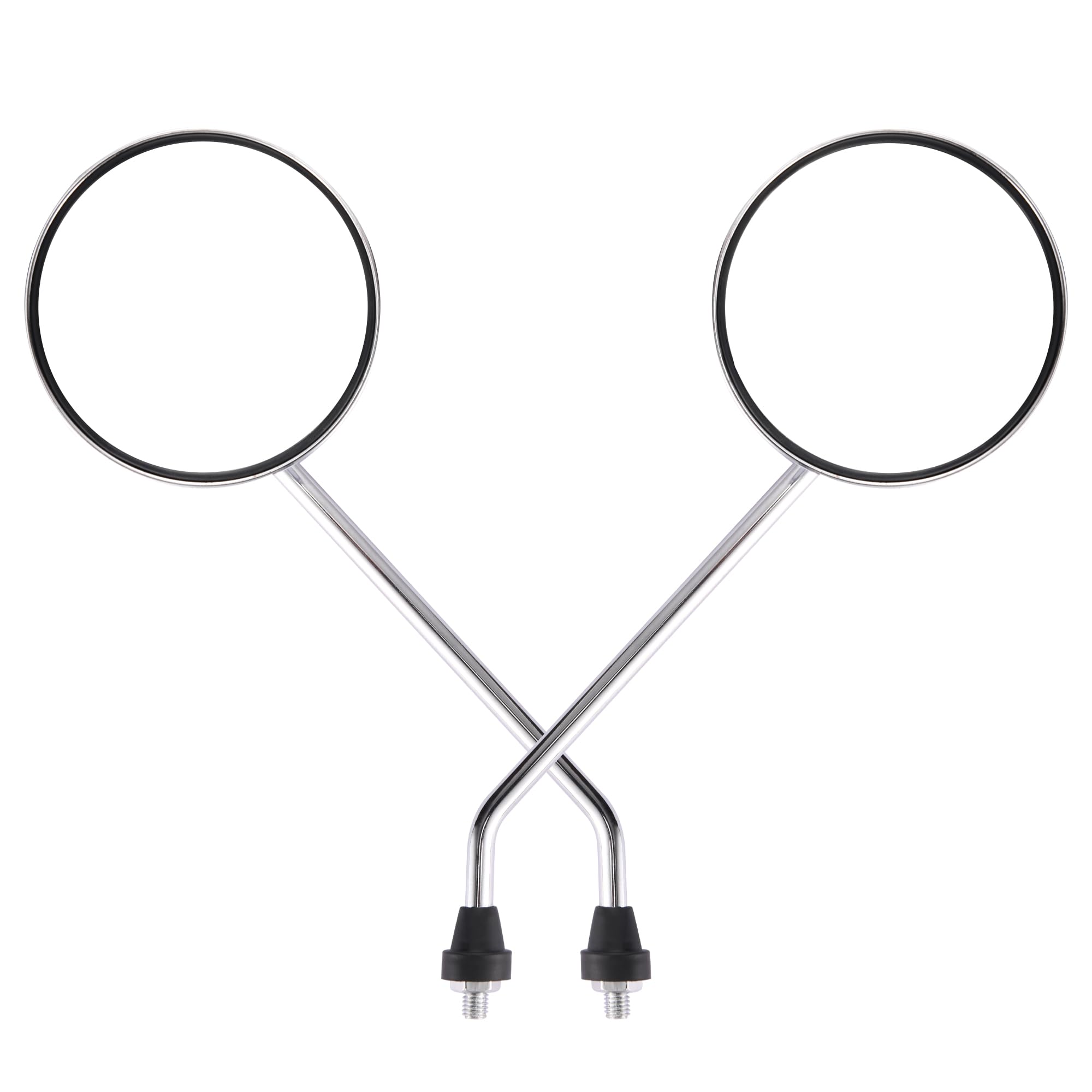 GOOFIT 8mm Thread Round Silver Plating Rearview Mirror Replacement For 50cc 70cc 90cc 110cc 125cc 150cc 200cc 250cc ATV Scooter Motorcycle pack of 2