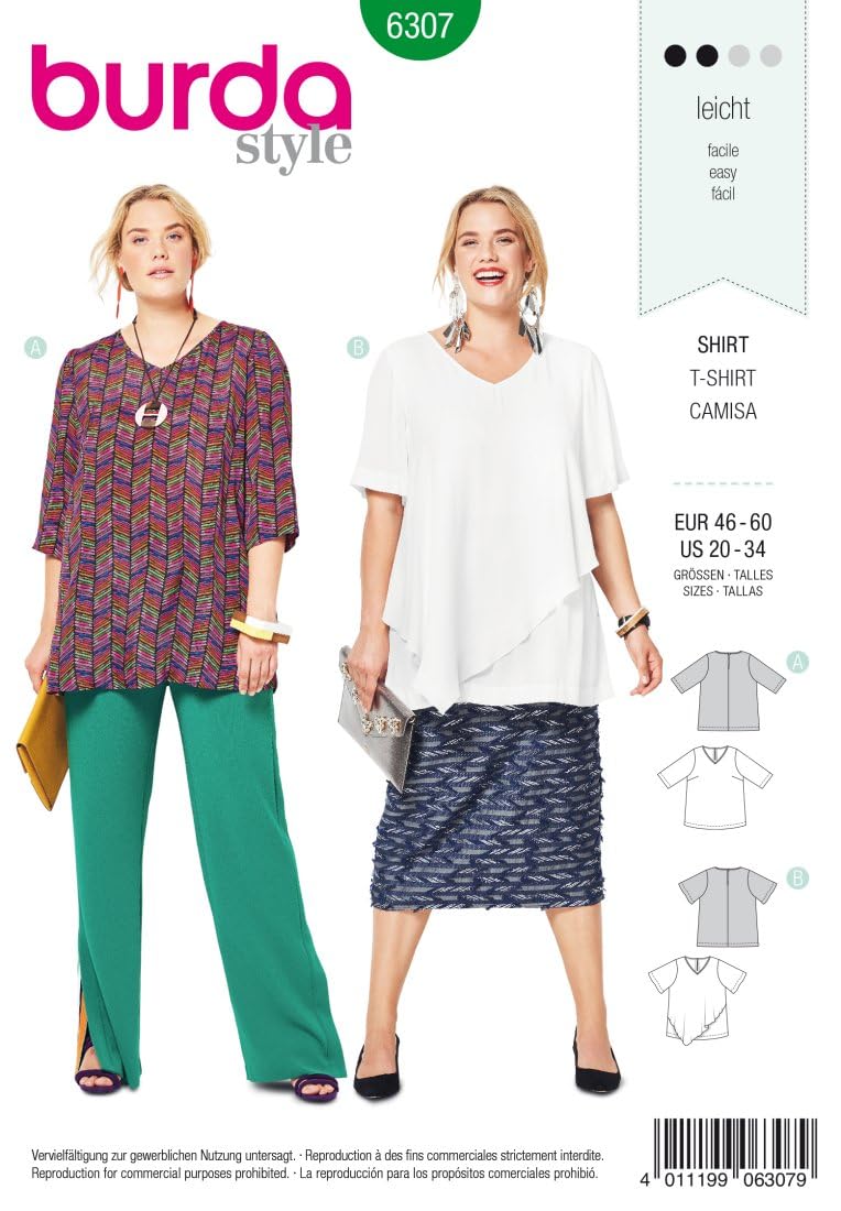 Burda Style Sewing Pattern B6307 Women's Asymmetric Top