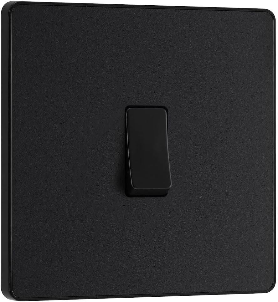 BG Electrical Evolve Matt Black Screwless Intermediate Light Switch 20A 16AX