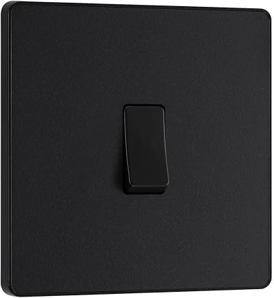BG Electrical Evolve Matt Black Screwless Intermediate Light Switch 20A 16AX