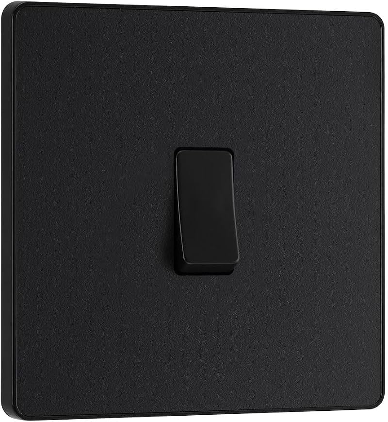 BG Electrical Evolve Matt Black Screwless Intermediate Light Switch 20A 16AX