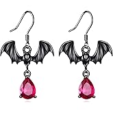 KZX Crystal Bat Earrings for Women 925 Sterling Silver Bat Earrings Gothic Earrings Dangle Gothic Halloween Theme Jewelry for Wife Friends Birthday
