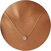 Turandoss Birthstone Necklace for Women, Dainty 14K Gold Plated Red Blue Green Diamond Emerald Birthstone Necklace 12 Month Birthstone Jewelry Birthday Gifts for Women Teen Girls