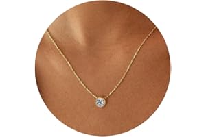 Turandoss Birthstone Necklace for Women, Dainty 14K Gold Plated Red Blue Green Diamond Emerald Birthstone Necklace 12 Month Birthstone Jewelry Birthday Gifts for Women Teen Girls