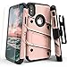 Zizo Bolt Series Compatible with iPhone X Case Military Grade Drop Tested with Screen Protector, Kickstand and Holster iPhone Xs Rose Gold Black