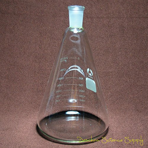Deschem 2000ml,24/40,Glass Erlenmeyer Flask,2 Litre,Conical Flasks,Laboratory Glassware