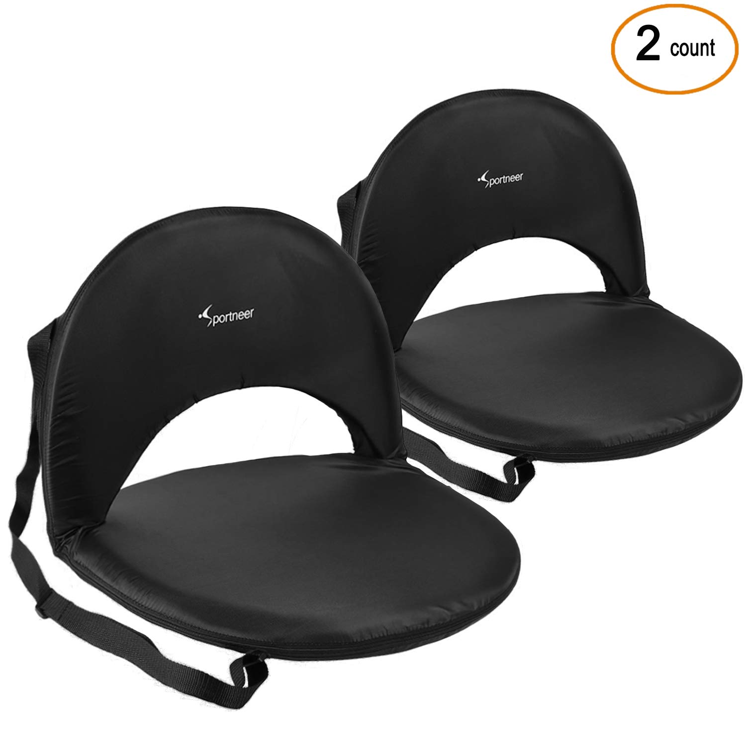 Sportneer Stadium Seats for Bleachers – 6-Position Reclining Cushion Chair with Carry Strap, 2 Pack