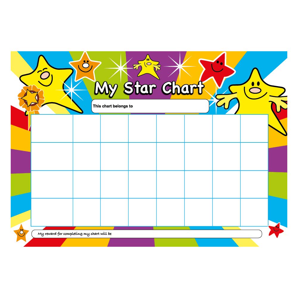 My Star A4 Reward Chart with 50 Stickers – Colourful Star Reward Chart for Kids, Teachers & Parents – Behaviour Management, Potty Training, Homework & Chores Tracking - By SuperStickers