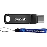 SanDisk Ultra Dual Drive Go USB Type A & Type-C 128GB Flash Drive for Smartphones, Tablets, & Computers - High Speed USB 3.1 Pen Drive (SDDDC3-128G-G46) Bundle with 1 Everything But Stromboli Lanyard