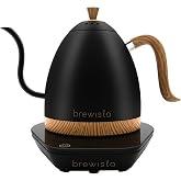 Brewista Artisan Electric Gooseneck Kettle, Water Boiler with LCD Panel, Precise Temperature Control, Fast Boiling and Keep Warm Settings for Pour-Over Coffee &amp; Tea, Caf&eacute;, 1 Liter (Matte Black)