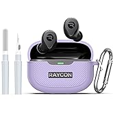 AGENTNANO [3 in 1] for Raycon Everyday Earbuds(2024 Edition) Case Cover with Cleaner kit, Logo Visible Design Shockproof Silicone Protective Cover for Raycon Everyday Earbuds with Carabiner-Porple