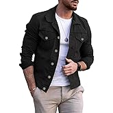 CHARTOU Men's Denim Jacket Casual Regular Fit Button Down Long Sleeve Jean Trucker Jacket
