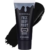 BOBISUKA Black Face Body Paint, Water Based Face Painting for Art Theater Halloween Party Cosplay Clown SFX Makeup for Women Adults, Non-Toxic Washable