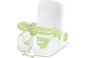 Obee Odee Baby Bath Seat with Sitting & Lying 2 Modes, 3-Speed Adjustment, Powerful Suction Cups, Infant Bathtub Chair with Washable Pillow, Folding and Hanging
