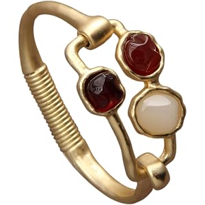 GelConnie Chunky Cuff Bangle Bracelet for Women, Statement Jewelry | Gold and Silver Tone Cuff Bangles with Resin, Crystal an
