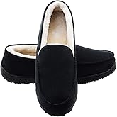 Lulex Moccasins for Men House Slippers Indoor Outdoor Plush Mens Bedroom Shoes with Hard Sole