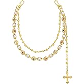 GZQ Layered Gold-tone Plated Pants Chain for Women Men Cross Luxury Faux Pearl Wallet Chain Jean Chains for Women Jewelry