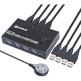 KCEVE USB 3.0 Switch, USB Switcher Selector 4 Computer Sharing 4 USB Devices Printer, Scanner, Mouse, Keyboard, Compatible with Mac/Windows/Linux, with 4 Pack USB 3.0 Cables