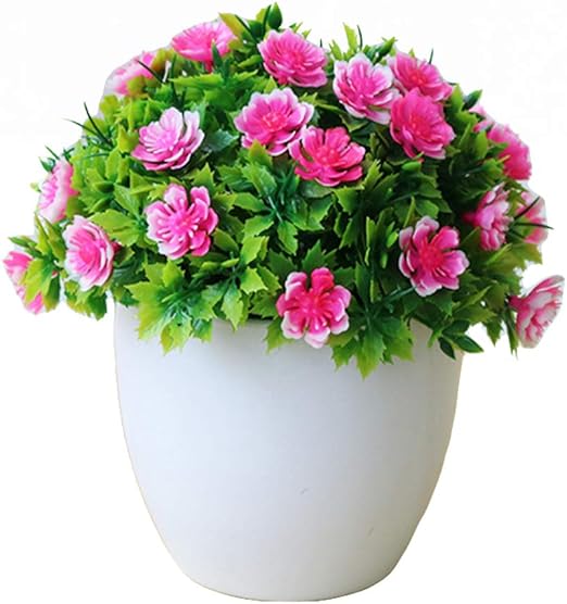 Whiie891203 Artificial Fake Flowers Plants 1pc Potted Artificial