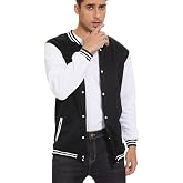 ACEFAST INC Men's Varsity Baseball Jacket Casual Letterman Bomber Jacket Windbreaker Lightweight Jacket