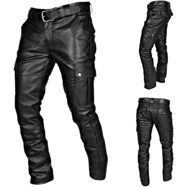 Men's Faux Leather Pants - Steampunk Goth Trousers with Pockets