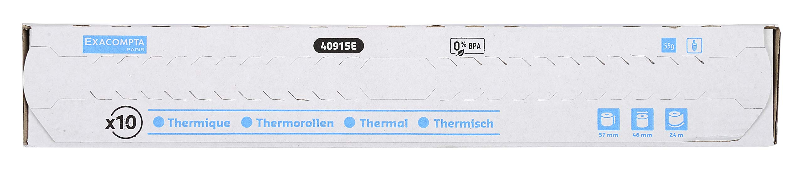 Exacompta - Ref. 40915E - Pack of 10 reels for credit card tickets 57x46mm - 24m - 1 thermal ply 55g/m2.