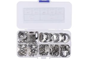 HOBBYIN 295Pcs Metric M3 M4 M5 M6 M8 M10 M12 Spring Wave Washer Assortment Kit, 304 Stainless Steel Curved Washers Kit