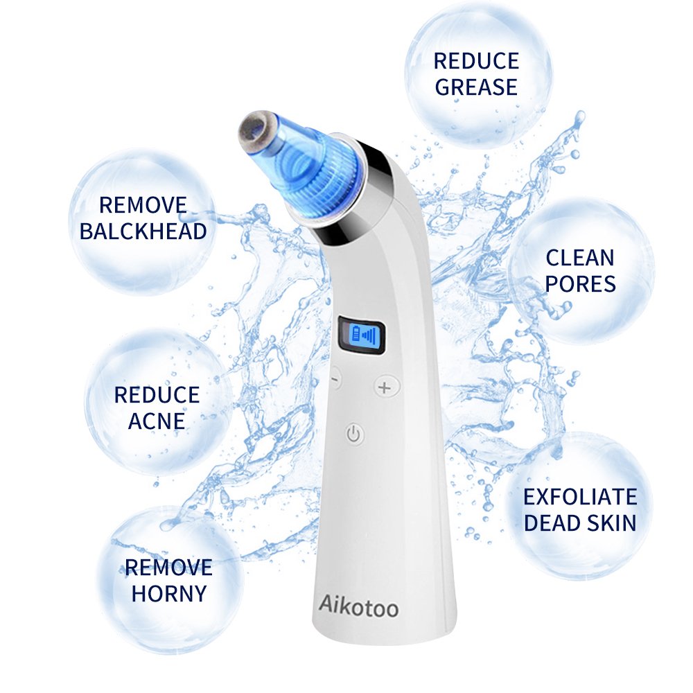 Blackhead Remover Blackhead Vacuum Cleanser, AIKOTOO Pore Vacuum Suction Remover—Blackhead Extractor Tool Set with 4 Replaceable Suction Heads, Facial Blackhead Vacuum …