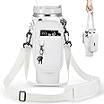 BULKITEM Water Bottle Carrier Bag with Phone Pocket for Stanley 40 & 30 oz Tumbler with Handle,Pink Insulated Neoprene Cup Holder Pouch w/Adjustable Strap for Quencher H2.0 Stanley Cup Accessories
