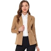 Allegra K Faux Suede Blazer for Women's Work Office Dressy Casual Jacket | Button Front Jacket, Lapel Collar, Long Sleeve Blazers with Pockets for Business, Daily Wear