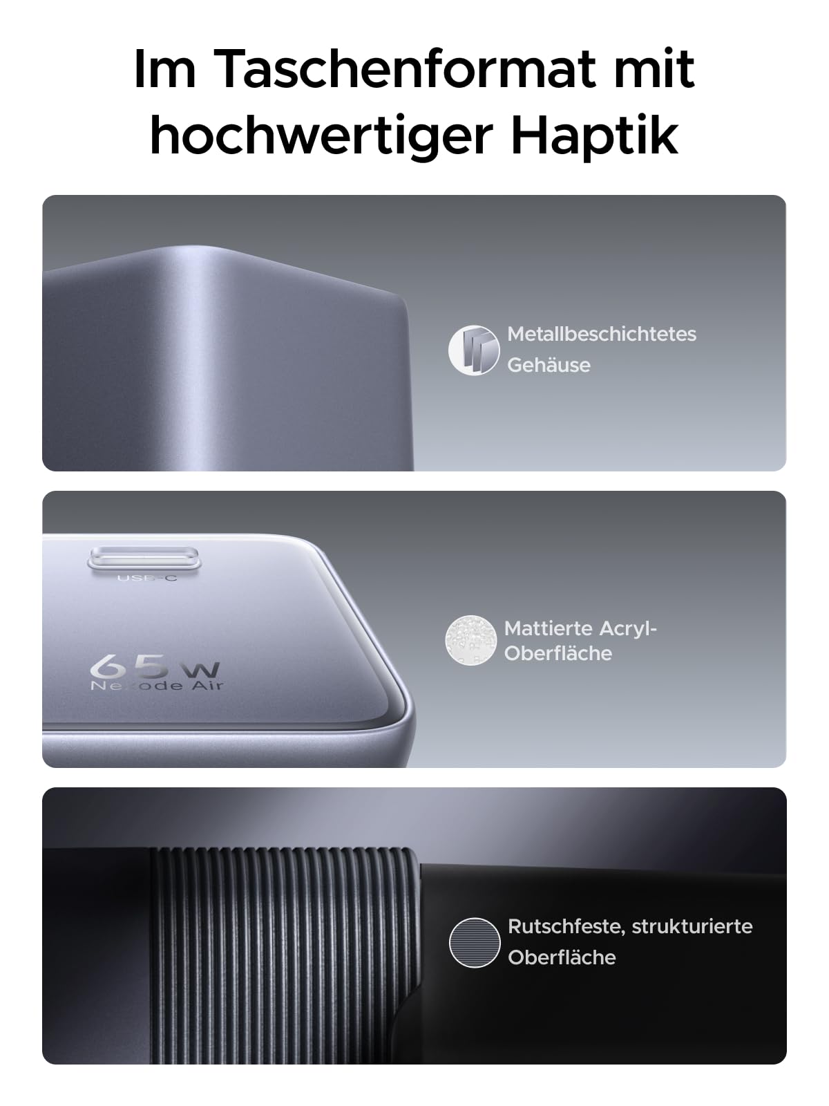 UGREEN Nexode Air USB C Ladegerät 65W Mini, superkompakter Netzteil, GaNInfinity Schnellladegerät, TÜV-Zertifiziert, für MacBook Air/Neo/Pro, iPhone 17/16, iPad, Galaxy S26 Ultra(Grau) 7