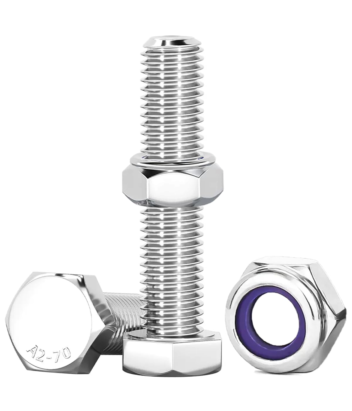 Drenky Nuts & Bolts Assortment, 10 Pcs M10 x 35mm Stainless Steel Hex Bolts and Lock Nuts Set for Machinery, Furniture, Car, Bike, Ship, 3D Printing — image 1