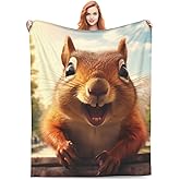 Turamurra Cute Squirrel Throw Blankets for Girls Boys Adults Kids Ultra Soft Flannel Blanket Warm Cozy Couch Sofa Bed Decor All Seasons 60"x50"