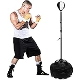 Speed Bar with Sturdy Base for MMA High-Energy Spring Training Reflex-Free Standing Boxing Bag Adjustable in Height Featuring Durable Stress Relief Ball for Fitness Fans (Black White)