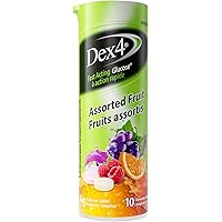 Dex4 Glucose Tablets – Travel Tube – Assorted Fruit Flavour – 10 Tablets per Tube, 12-Pack – Fast-Acting, Pre-Measured Glucos