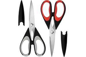 2-Pack Kitchen Scissors All Purpose, Kitchen Shears for Food, Dishwasher Safe Stainless Steel Ciseaux Cuisine Heavy Duty Scis