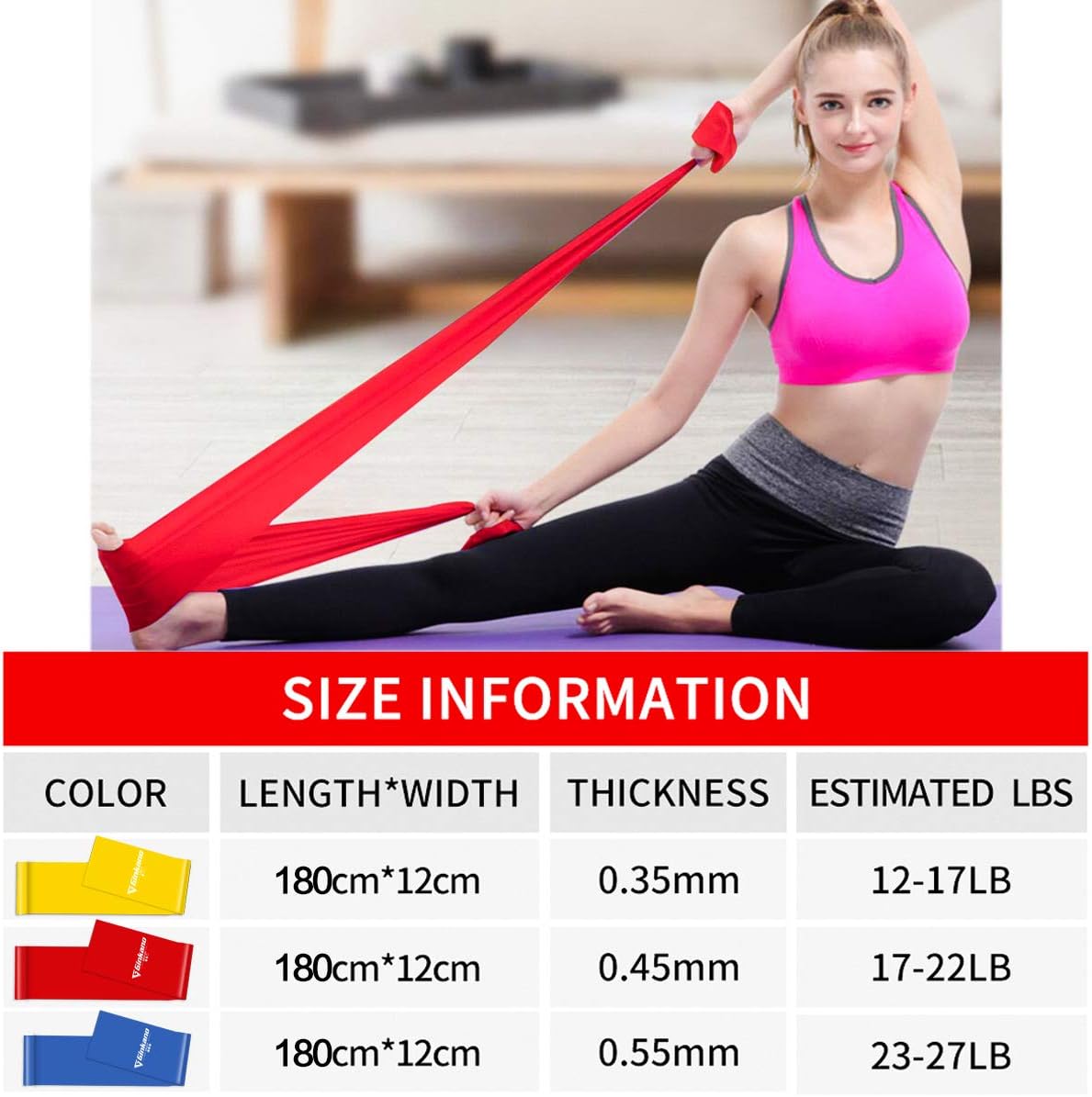 Haquno 3 Pack Exercise Resistance Bands with 3 Resistance Levels;1.8M Exercise Bands for Women and Men. Ideal for Strength Training Yoga - Image 3