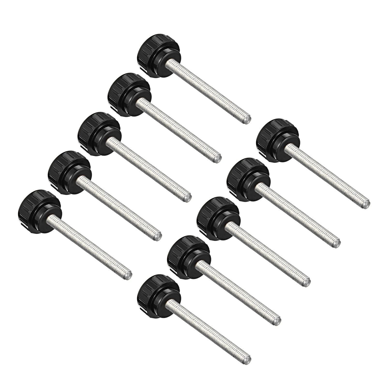 CoCud Knurled Clamping Knobs, M5 x 50mm Male Thread 20mm Head, Thermoset Plastic Thumb Screw Grip Bolt Knobs Black - (Applications: for Lathe Machinery), 10-Pieces