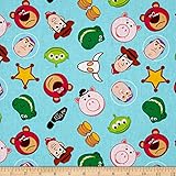 Disney Emojiland Toy Story Character Toss Blue Fabric By The Yard