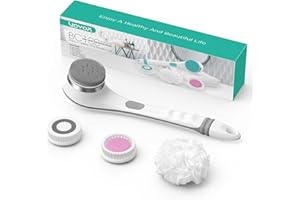 VOYOR Electric Body Brush Back Scrubber for Shower Rechargeable Exfoliating Bath Brush Powered Shower Brush with Non-Slip Long Handle Deep Cleansing, Exfoliation, Massaging Spin Brush BC100 (Gery)