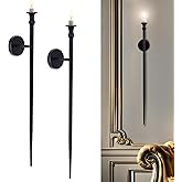 Candle Sconces Long Wall Candle Holder - 33" H Set of 2 Black Long Wall Candle Sconce Retro Chic Wall Sconces Candle Holder D