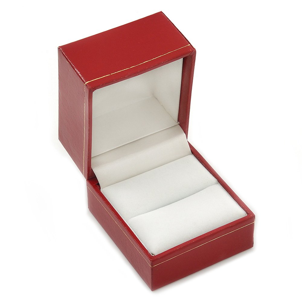 Avalaya Large Burgundy Red Leatherette Ring Box