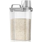 TBMax Rice Storage Container 3 to 5 Lbs - Small Pet Dog Cat Food Container Dispenser with Easy Pouring Spout & Cup, Portable Cereal Container for Small Spaces, Travel, or Daily Use