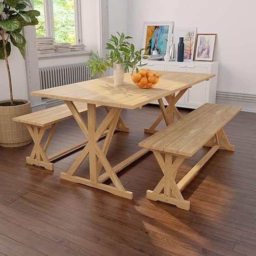 Fesjoy 6 plazas Banco de Madera de Teca Mesa de Picnic Mueble para