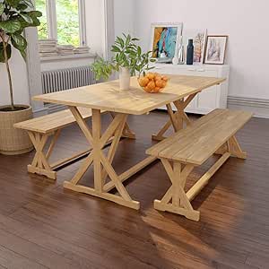 Fesjoy 6 plazas Banco de Madera de Teca Mesa de Picnic Mueble para