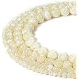 BEADNOVA Natural White Mother of Pearl Shell Beads Natural Crystal Beads Stone Gemstone Round Loose Energy Healing Beads with